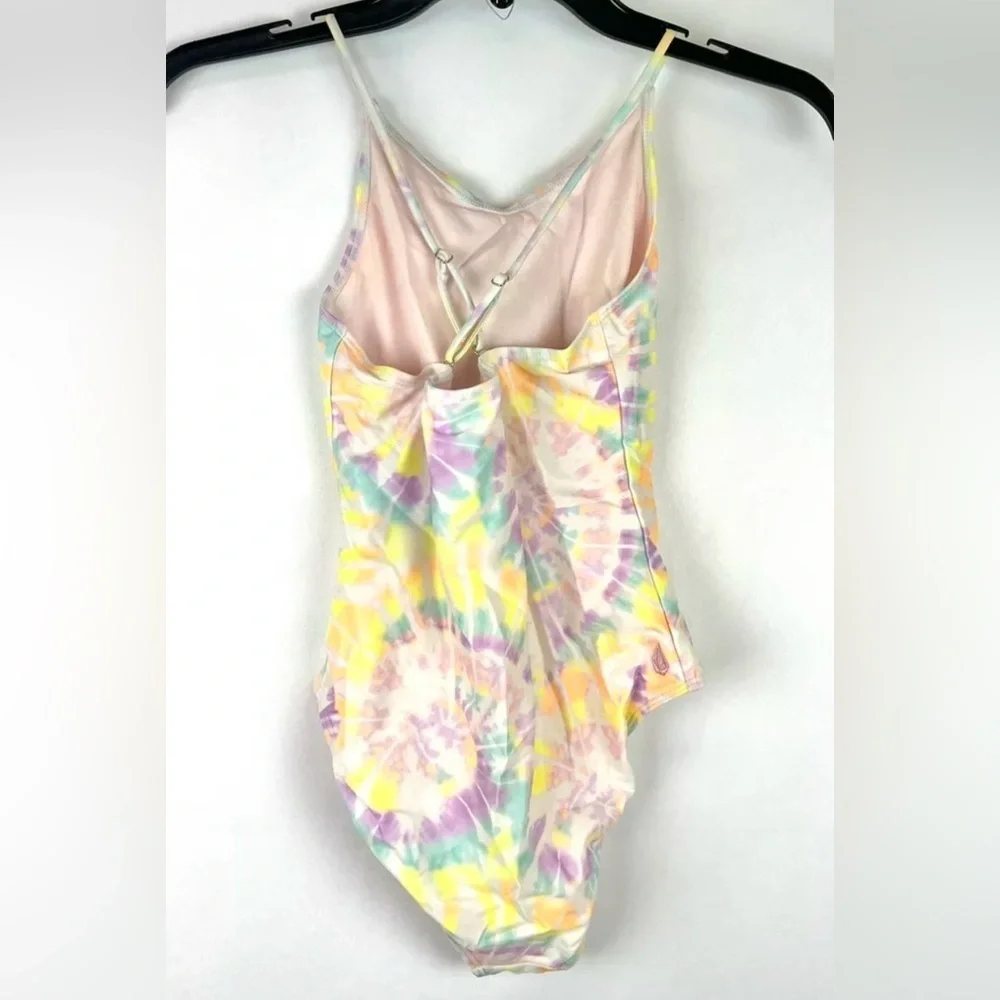 Volcom Girl’s Yellow Tye Die One Piece Swimsuit Size 12